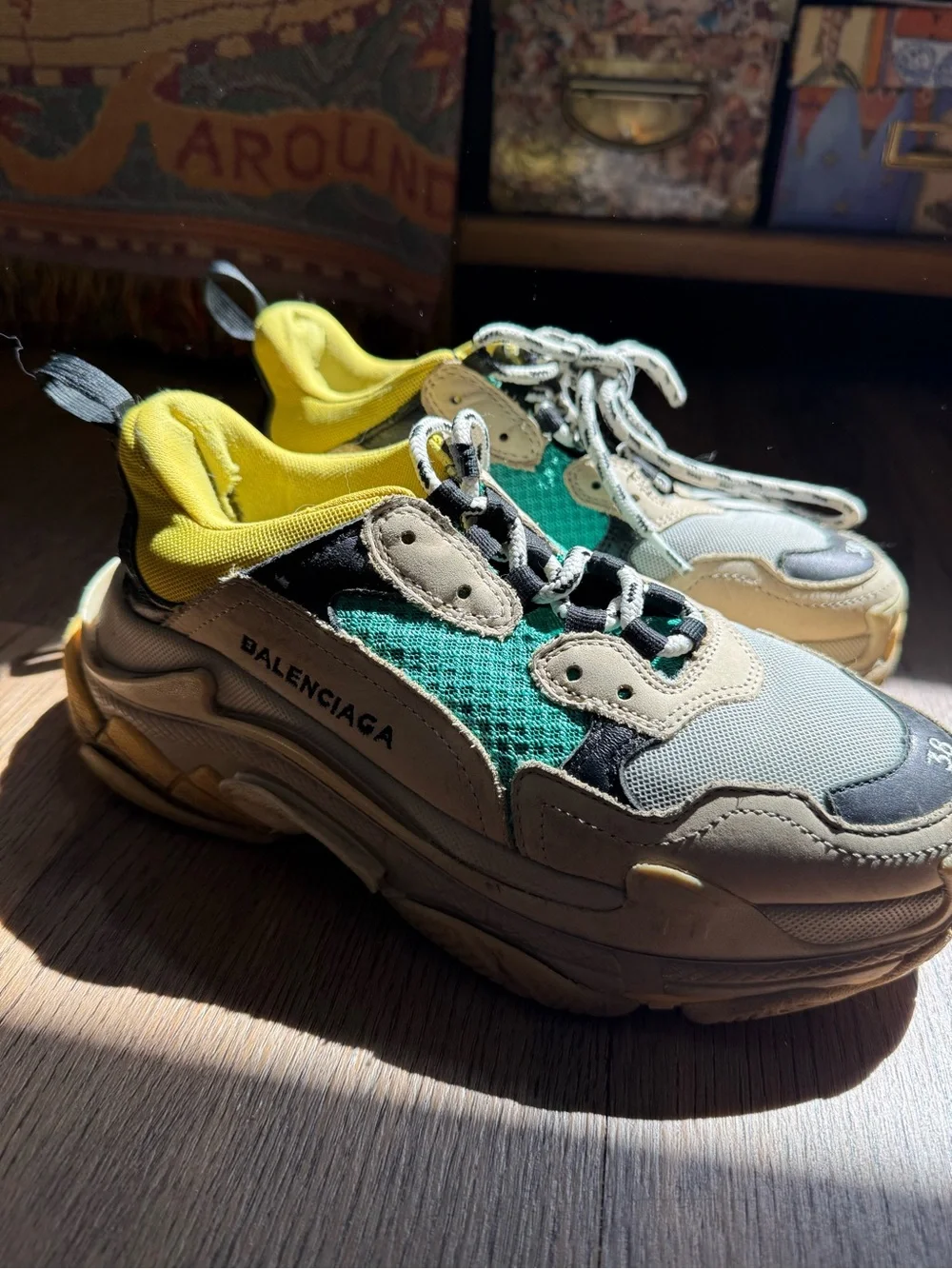 Balenciaga women’s triple S size 38 women Yellow, Teal & Black Triple S Sneakers